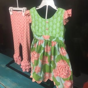 Serendipity outfit S 4t-5t in pink and green